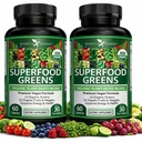 Silná záhrada 2-Pack Organic Superfood Greens, ovocie a zelenina Supplement bohaté na vitamíny a antioxidanty s lucernou, Repa Root & Tart Cherry to Boost Energy, Imunity & Gut Health, 120 Ct