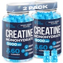 5000mg Monohydrát kreatínu Gummies Formula pre mužov a ženy Ultimate Muscle Builder, Energy Booster & Pre-Pracovný doplnok (2 balenia)