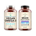 AMANDEAN Brain & Vegan Omega-3 Bundle: Horčík Threonát, USA-Grown Lion Rybí olej alternatíva.