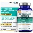 Granions Hydrolyzed Multi Collagen Peptides Pills for Women & Men - Type I, II, III, V, X, Ovomet Egshell Membrane Elastin, Hyaluronic Acid, Marine Collagen, Biotin, Vitamin C Complex - 30 Servings