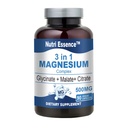 Magnesium Glycinate+Citrate+Malate 500mg, Premium Essential Mineral Supplement, 90 Vegan Capsules, Non-GMO, Maximum Absorption