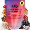 Mushroom Gummies for Adults - 10-in-1 Powerful Mushroom Complex w/Lions Mane, Reishi, Cordyceps, Turkey Tail - for Mental Clarity, Focus, Immunity - Mushroom Flavored 60 Vegan Gummies