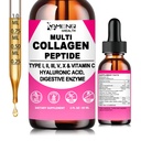 Multi Collagen Peptides Liquid Drops for Women & Men, Hydrolyzed Collagen Peptides Type (I, II, III, V, X)Proteins Complex W. Hyaluronic Acid, Biotin & Vitamin C, Support Hair Skin Joint & Gut Health