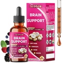 Brain & Focus Support Liquid Drops - 8in1 with Lions Mane, Cordyceps, Reishi, Bacopa, Ginkgo Biloba, Phosphatidylserine, Rosemary, and Gotu Kola - 30ml 1 Fl Oz