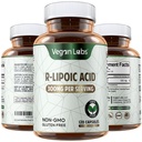 Vegan Labs R-Lipoic Acid 300MG, 120 Vegan Kapsule- podporuje Cellular Energy a antioxidant ochrana- Gluten zadarmo, non-GMO, Stabilizované R-ALA Supplement- 4 mesiac dodávky