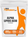 BulkSupplementments.com Alpha Lipoic Acid Powder - ALA Supplement, Antioxidant Supplement - Gluten Free, 600mg per Serving, 250g (8,8 oz) (Pack of 1)