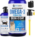 Omega 3 Rybí olej pre mačky - Lepšie ako lososový olej pre mačky - Kitten + Cat Vitamíny a doplnky - Mačka zdravie Dodávky - Cat Liečba lupín - Tekutý rybí olej pre zvieratá - Cat Shedding Produkty