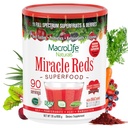 Makrolife Naturals Miracle Reds Superfood Supplement Powder Antioxidanty Polyfenoly Enzymes Probiotiká - Raw Non-GMO Organic Vegan Gluten & Dairy Free - 30oz (90 Servings) 30oz