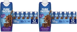 Pure Protein Chocolate Protein Shake,30g Complete-Protein,Ready to Drink and Keto-Friendly,Vitamins A,C,D,and E plus Zinc to Support Immune Health,11oz Bottles,(Pack of 24)