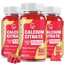 (3 Pack) Sugar Free Calcium Citrate Gummies 1200 mg with Vitamin d3, K2, Magnesium, Zinc for Bone, Muscle & Immune Support, High Absorption Calcium Supplement for Women, Raspberry Flavor, 60 Chews