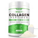 SCOLA Collagen Peptides Powder- Type I, II, III, V, X - Hydrolyzed Collagen Peptides with Vitamin C Hyaluronic Acid, Supports Skin Hair Nail & Joint, Non-GMO, 1lb