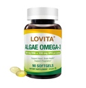 Lovita Algae Omega-3, Vegan and Plant-Based DHA & DPA, Fish Oil Alternative, 1000mg Algae Oil, Support Heart and Brain Health, Carragen-Free, 90 Softgels
