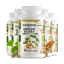 GreeNatr Ginko Biloba & Panax Ginseng Supplement - Červený ženšen pre pamäť a sústredenie - Ginkgo Biloba pre dobrú víziu, imunitný systém a zlepšenie prietoku krvi (360 tabliet: 6 fliaš)