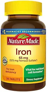Nature Made Železo 65 mg 365 tabliet (325 mg Ferrous Sulfate), Dietary Supplement for Red Blood Cell Support, 365 tabliet, 365 Day Supply-Bundled s nalkotSuppliments Guide
