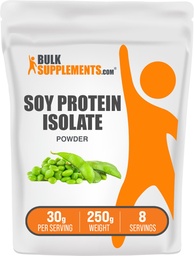 BulkSupplementments.com Soy Protein Isolát prášok - Vegan Protein Powder, unflavred - Pure & Gluten Free, 30g per Serving, 250g (8,8 oz) (Pack of 1)