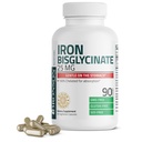 Bronson Železo Bisglycinát 25 mg Jemne na Žalúdok, podporuje energiu a zdravú produkciu červených krviniek - Nekonstipačná formula - Non GMO, 90 Vegetariánske kapsuly