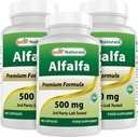 Najlepšie prírodné Alfalfa Green Super Food 500 mg 180 Kapsule (180 Počet (Pack of 3))