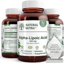 Natural Nutra R-Alpha Lipoic Acid, zlepšenie zdravia kostí a srdca, zvýšenie pamäťovej funkcie, zlepšenie Nerve funkcie prispieva k celkovému zdraviu, lepok bez 100 mg, 60 Vegan a Vegetariánske tablety.