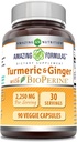 Amazing Formules Turmeric Curcumin & Ginger with BioPerin Supplement 