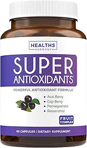 Super Antioxidanty Supplement for Women & Men - High Potency Herbal & Fruit Blend with Acai, Goji, Pomegranate, Elderberry & Resveratrol for Skin Care & Immune Support - Vegan & Non- GMO - 120 Kapsule