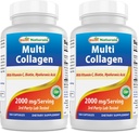 Best Naturals Multi Collagen Pills 2000mg for Women & Men - Hydrolyzed Collagen Peptides Capsules for Hair Skin and Nails with Types I II III V X, Biotin, Hyaluronic Acid & Vitamin C (Pack of 2)