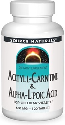 Zdroj Naturals Acetyl L-karnitín & Alfa- kyselina lipoová 650mg- 120 tabliet
