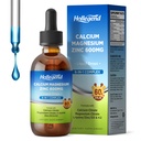 Tekuté kvapky citranu vápenatého s L-lyzínom 500 mg, horčíkom a zinkom, citran vápenatý 600 mg doplnok s vitamínom D3 a K2 pre deti a dospelých, 2 Fl Oz
