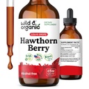Wild & Organic Hawthorn Berry Tinture 600 mg - Liquid Hawthorne Berry Supplement for Celková podpora - Vegan, cukor a alkohol-free Fruit Extract Drops - 4 fl oz