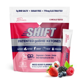 Real Ketones BHB Exogenic Ketones Drink Mix Packets Keto Electrolytes Powder Packets No Cugar with 4 Main Fasting Electrolytes Plus Hydrating Patented Keto BHB - 30 Gróf zmiešaný Berry Caffeine
