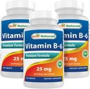Najlepšie prírodné vitamín B6 25 mg 250 tabliet (250 počet (Pack of 3))
