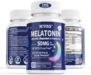 Melatonín 50 mg pre dospelých - extra sila 9-in-1 Rýchle rozpustenie Sublingválne - w/vitamín D3 & MSM, Relaxačné bylinné Blend-Ashwagandha, citrónový balm, mučenka, Chamomile, bez cukru, Vegan 180 Servings