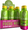 BrainJuice Kids Brain & Immune Support Shot, Gluten Free Supplement Shots for Energy, Focus, Imunity with Vitamin D, C, B, Alpha GPC & Organic Ginger Root, Ages 5+, Dragon Berry, 2.5 fl oz, 12 Balenie