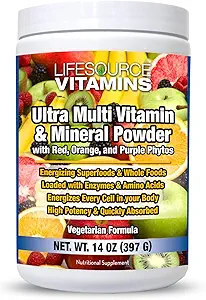 Životzdroj Vitamíny Ultra Multivitamínový a minerálny prášok w/Phytos červené Phyto Fialové a Phyto Pomaranče - 30 dní