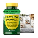 Beet Root Dietary Supplement, 1000 mg, 90 Count + complimentary Vitamins and Mineral Guide