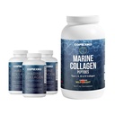 CORREXIKO Marine Collagen Supplement Pills & Powder Bundle 3 mesačne Supply - includes 10 000mg Double Hydrolyzed Collagen Powder 1kg & 1800mg Collagen Peptides 360 Kapsule - for Hair, Skin & Nails