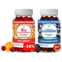 Lunakai vitamín B12 a bazové Gumičky Bundle - 3000 mcg Gumička pre dospelých Energetická podpora a zdravie kostí - Imunitná podpora doplnok so zinkom a vitamínom C