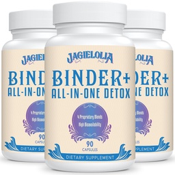 All-In-One Detox Binder Supplement 1500 MG - Vysoká biologická dostupnosť, Pečeň Gut Detox Cleanse with Activated Charcoal, Zeolite & Bentonite Clay for Toxins, Liver, Digestive, 270 Vegan Capsules