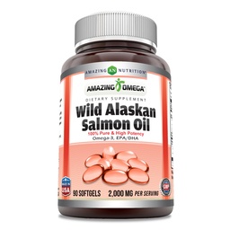 Amazing Omega Wild Aljašský lososový olej 2000mg Per Serving Softgels Supplement (90)