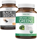Black Seed Oil & Organic Super Greens (3-Month Supply) Seed & Spout Bundle of Black Seed Oil (180 Kapsule) Cold-Pressed Nigella Sativa & Organic Super Greens Powder (180 tabliet) Complete Superfood