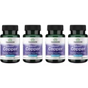 Swanson Meď Antioxidant Imunitný systém Červené krvinky Podpora Minerálne doplnky (Chelát kotla) 2 mg 300 Tablety (4 balenia)