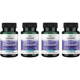 Swanson Meď Antioxidant Imunitný systém Červené krvinky Podpora Minerálne doplnky (Chelát kotla) 2 mg 300 Tablety (4 balenia)