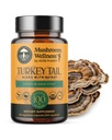 Mushroom Wellness Turkey Tail Blend with Reishi: Organic Turkey Tail & Reishi Mushroom Capsules, Mushroom Powder Supplement, Traditional Immune, Energy & Vitality Support, 90 Vegan Capsules