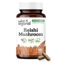 Wild & Organic Reishi Mushroom Capsules 1000 mg - Immune & Energy Support - Red Reishi Mushroom Extract - Ganoderma Lucidum Supplement - 60 Vegan Capsules - 30 Days Supply, Non-GMO, Gluten-Free