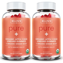 WellPath Pure ACV Gummies (2 balenia) - jablkový Cider Ocot s matkou - USDA Organic Gummy s zázvorom pre zdravie Gut