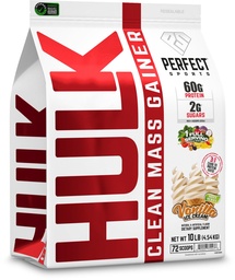 PERFECT SPORTS Hulk Clean Mass Gainer | 50g Whey Protein | Full Serving of Fruits & Veggies | 99% Removed Lactose & Gluten Free | 10 Pounds (Vanilla Ice Cream)