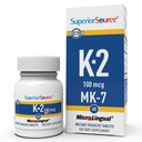 Superior Zdroj Vitamín K2 MK-7 (Menachinón-7) 100 μg - Bone Strength & Health Suplement - Aids Healthy Heart Function - Bariatric-Friendly - 60 Sublingual Dissolving Tablets