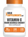 BulkSupplementments.com Vitamín C z Acerola Cherry Kapsule - Acerola Cherry Vitamín C doplnok - bezlepok, 1 Kapsula naserving, 240 Veg Kapsule (Pack of 1)