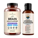 AMANDEAN Premium Brain Health Supplement & Lipozomálne Glutatión Bundle. Triple Formula s horčíkom L- Treonát, USA-Grown Organic Lion