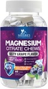 Magnesium Citrate Chews Supplement - High Absorption Magnesium Gummies Supplement - Vegan Mag Citrate Soft Chews Gummy for Adults - Relaxation & Calm Support - Delicious Grape Flavor - 60 Gummies