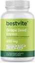 BESTVITE extrakt z hroznového semena 500mg (120 Vegetariánske kapsuly) - žiadne stearáty - normalizované na 95% Polyfenoly